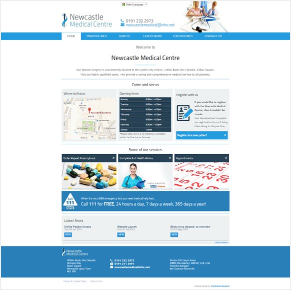 Newcastle Medical Centre site Design for Small Business