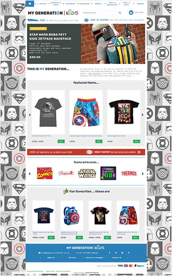 My Generation Kids eCommerce website